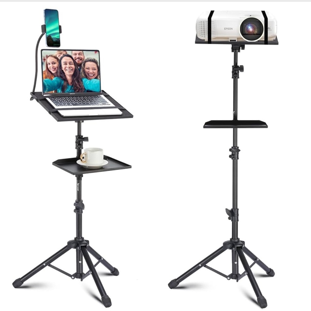 Projector Tripod Stand, 50” Laptop Stand with 2 Shelves for Projector, iPad NIB‎